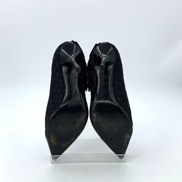 Louis Vuitton Black Leather Patchwork Pointed Toe Thin Heel Shoes Size 35.5 With - Picture 6 of 8